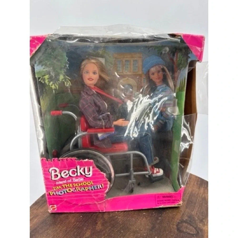 Vintage NEW Mattel Becky Friend Barbie School Photographer Doll 1998 Wheelchair